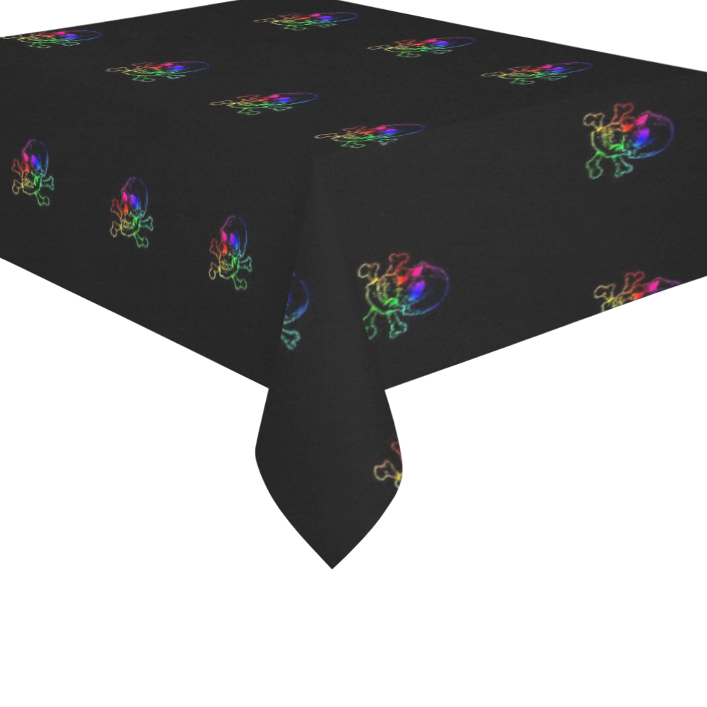 Skull 816 (Halloween) rainbow pattern Cotton Linen Tablecloth 60"x 84"