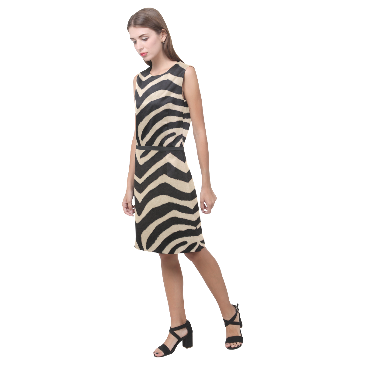 Zebra Eos Women's Sleeveless Dress (Model D01)