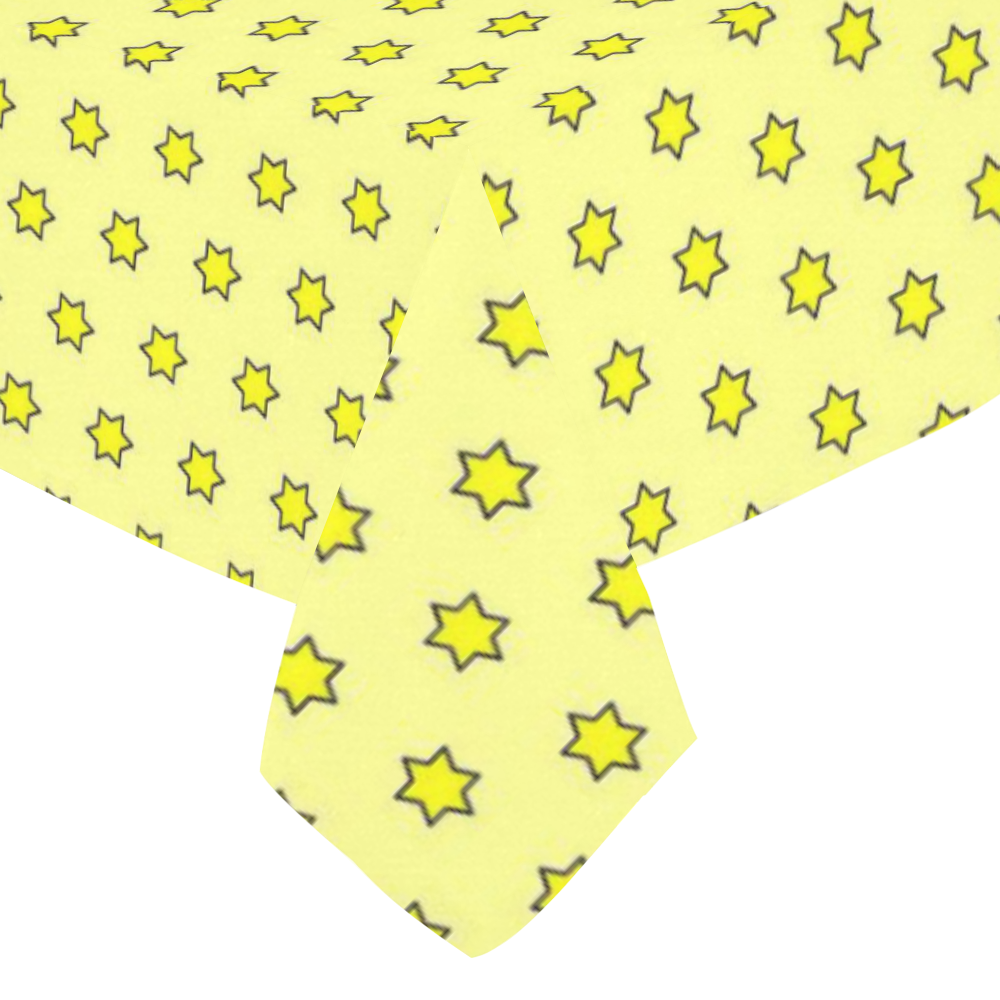 many stars soft yellow Cotton Linen Tablecloth 52"x 70"