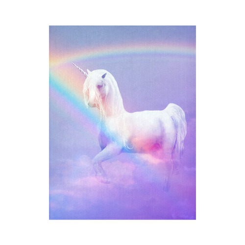 Unicorn and Rainbow Cotton Linen Wall Tapestry 60"x 80"