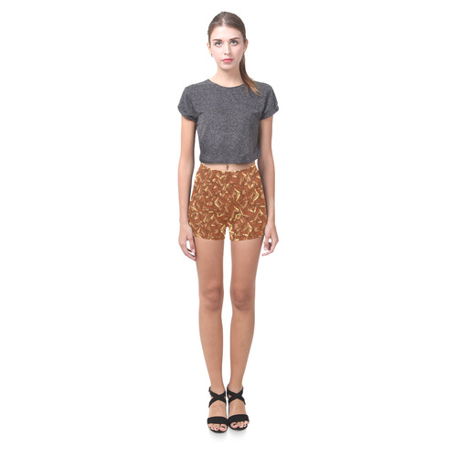 Chocolate Brown Sienna Abstract Briseis Skinny Shorts (Model L04)