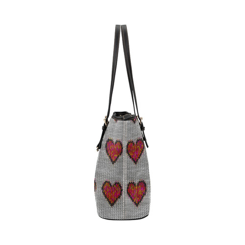 heart pattern Leather Tote Bag/Small (Model 1651)