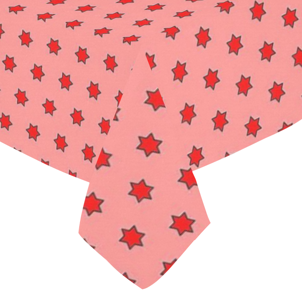 many stars red Cotton Linen Tablecloth 52"x 70"