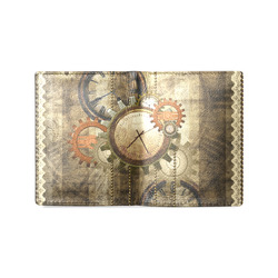 Steampunk, wonderful noble desig, clocks and gears Men's Leather Wallet (Model 1612)