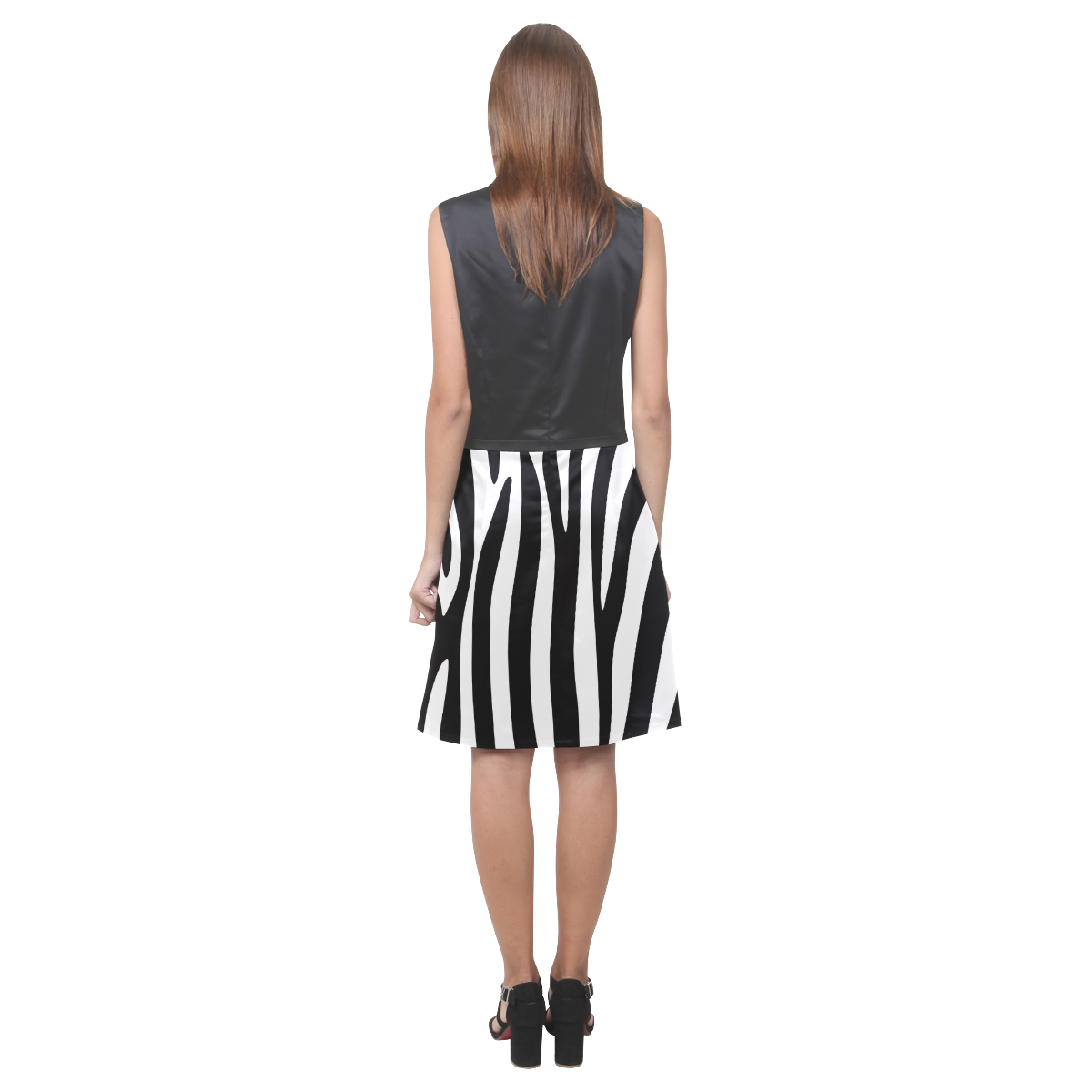 Zebra Eos Women's Sleeveless Dress (Model D01)