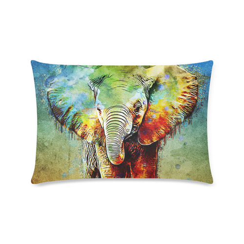 watercolor elephant Custom Zippered Pillow Case 16"x24"(Twin Sides)