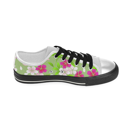 Holiday Vintage Japanese Floral Pattern Women's Classic Canvas Shoes (Model 018)