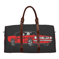 Cool Retro Red Mustang Car Waterproof Travel Bag/Large (Model 1639)