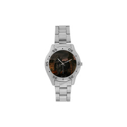 A dark horse in a knight armor Men's Stainless Steel Analog Watch(Model 108)
