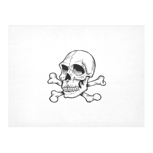 Skull 816 white (Halloween) Cotton Linen Tablecloth 52"x 70"