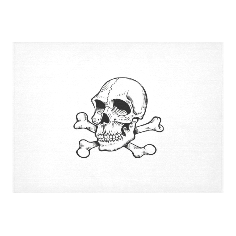 Skull 816 white (Halloween) Cotton Linen Tablecloth 60"x 84"
