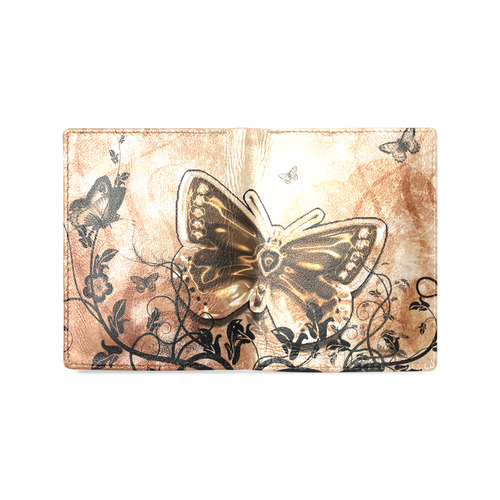 Wonderful butterflies and floral elements Men's Leather Wallet (Model 1612)