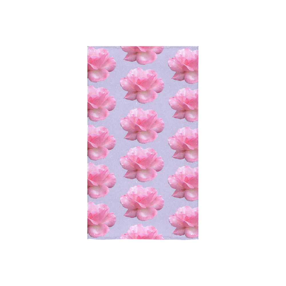 Pink Roses Pattern on Blue Custom Towel 16"x28"