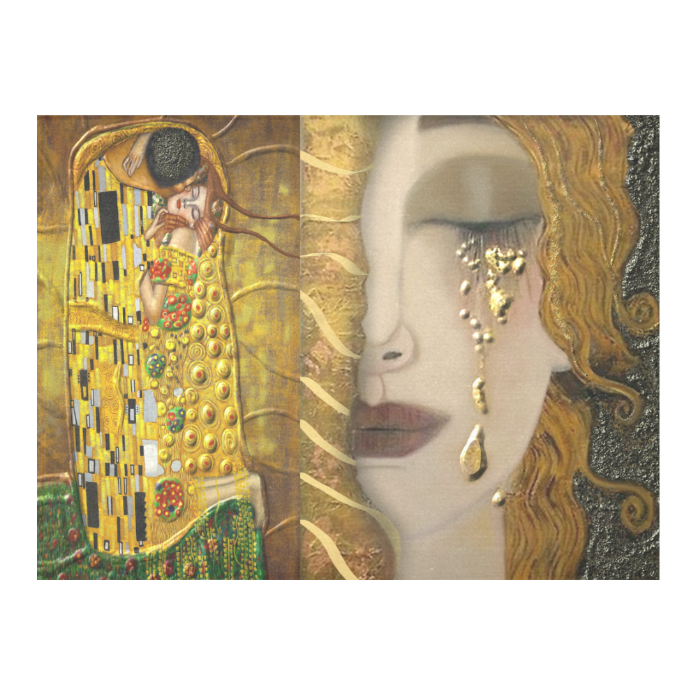 My Klimt Serie : Gold Cotton Linen Tablecloth 52"x 70"