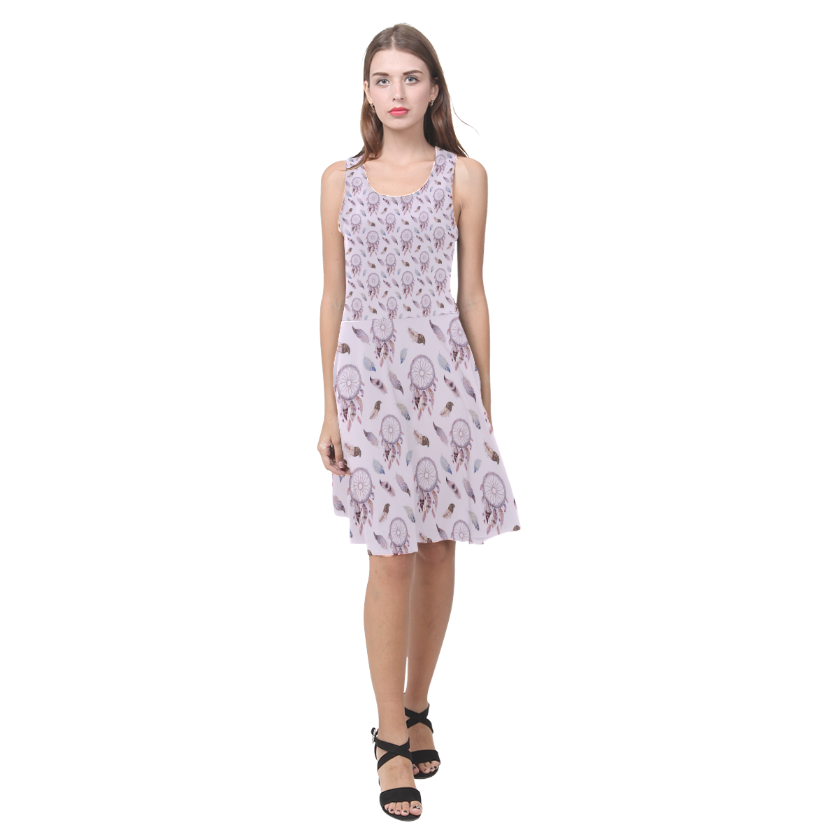 Beautiful Purple Bohemian Dreamcatcher Atalanta Casual Sundress(Model D04)