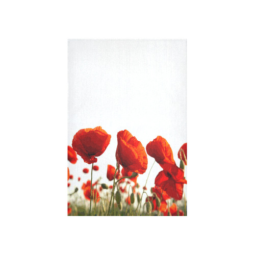 Red Poppies Cotton Linen Wall Tapestry 40"x 60"