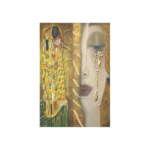 My Klimt Serie : Gold Cotton Linen Wall Tapestry 40"x 60"