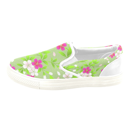 Holiday Vintage Japanese Floral Pattern Women's Unusual Slip-on Canvas Shoes (Model 019)