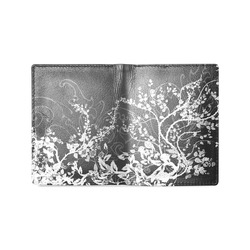 Flowers in black and white Men's Leather Wallet (Model 1612)