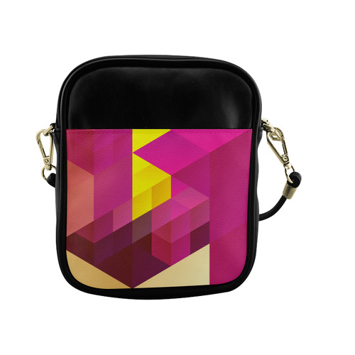 Cute Pink Yellow Geometric Pattern Sling Bag (Model 1627)