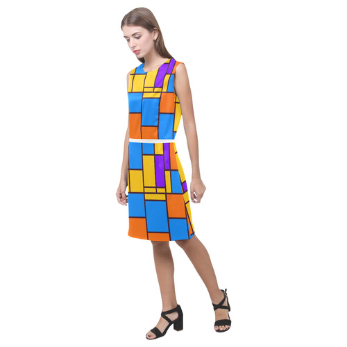 Shapes in retro colors Eos Women's Sleeveless Dress (Model D01)