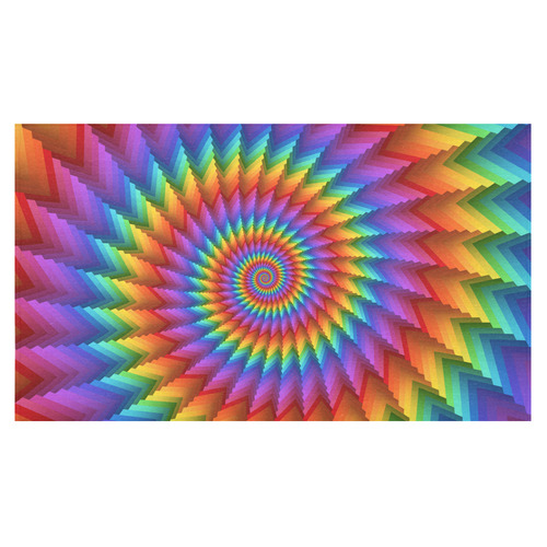 Psychedelic Rainbow Fractal Spiral Cotton Linen Tablecloth 60"x 104"