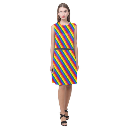 Rainbow Stripes Eos Women's Sleeveless Dress (Model D01)