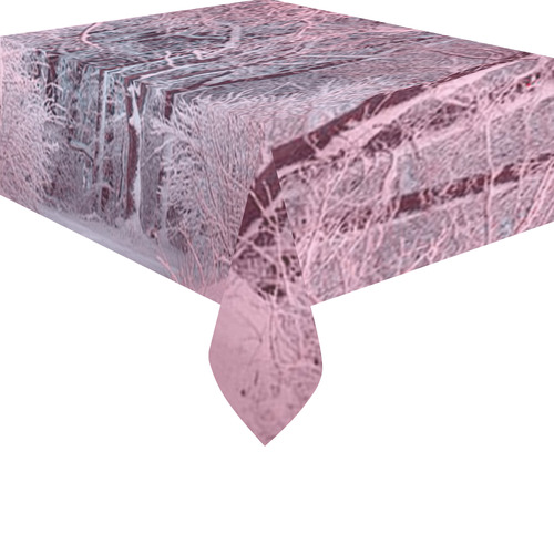 another winter wonderland  pink Cotton Linen Tablecloth 52"x 70"
