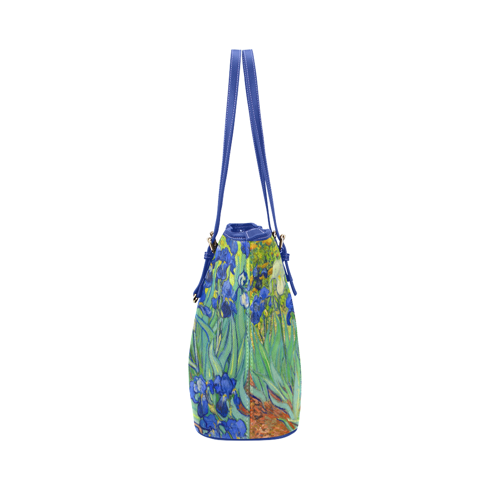 Van Gogh Irises Fine Floral Art Leather Tote Bag/Large (Model 1651)
