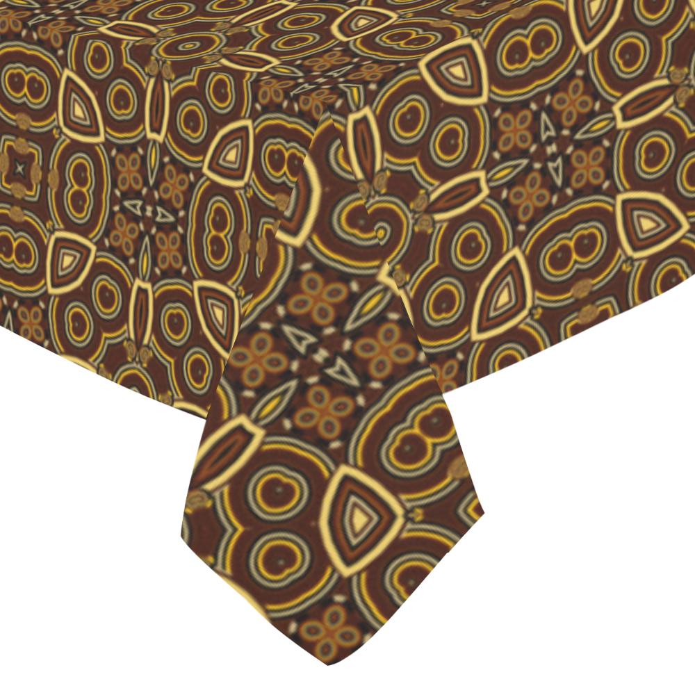 Mocha Contemporary Pattern Cotton Linen Tablecloth 52"x 70"
