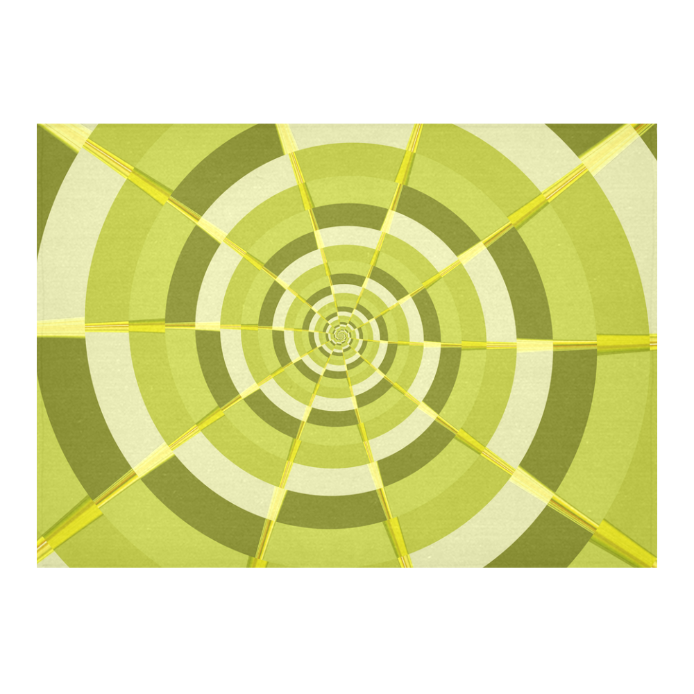 Crazy Dart Green Gold Spiral Cotton Linen Tablecloth 60"x 84"