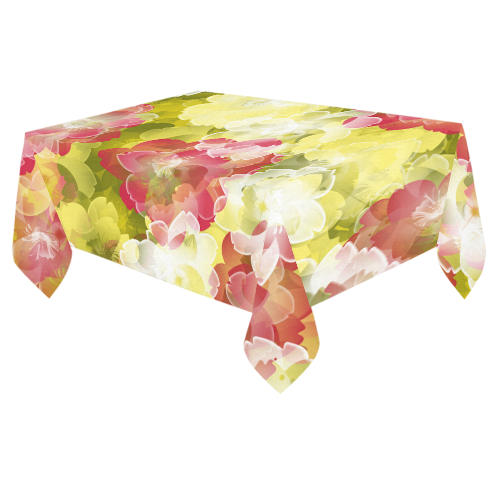 Flower Power Blossom Cotton Linen Tablecloth 60"x 84"