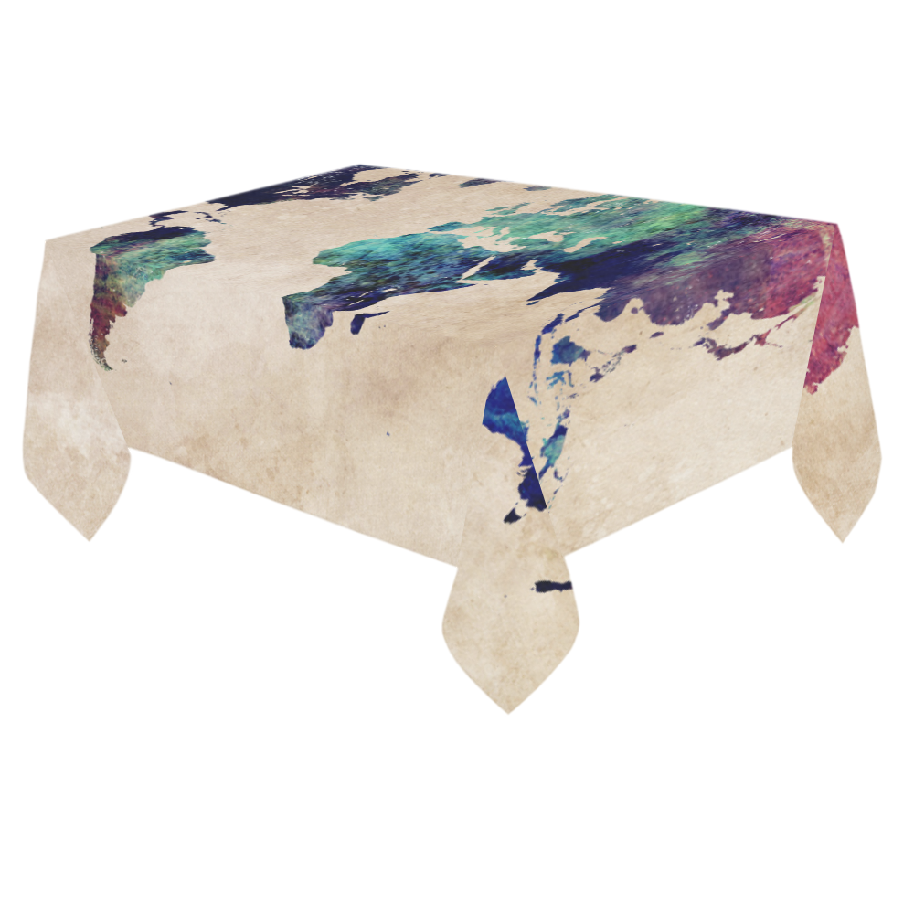 world map Cotton Linen Tablecloth 60"x 84"