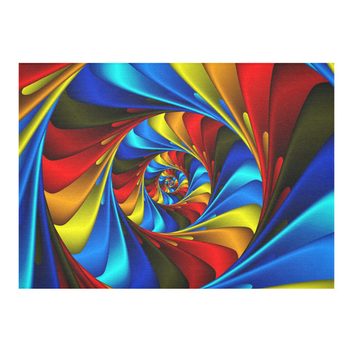 Psychedelic Rainbow Fractal Spiral Cotton Linen Tablecloth 60"x 84"