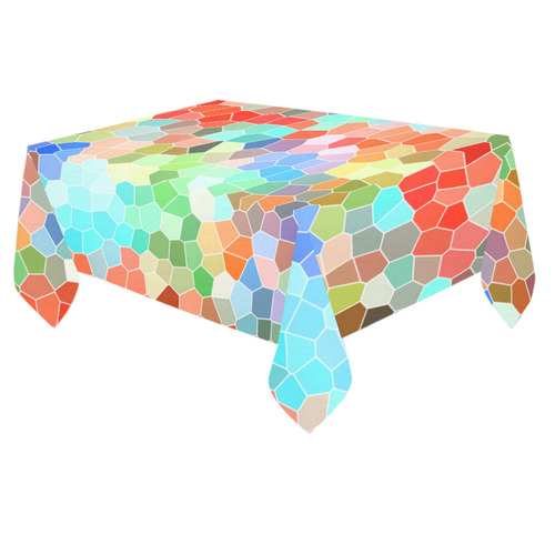 Colorful Mosaic Cotton Linen Tablecloth 60"x 84"