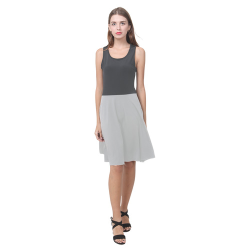 Pirate Black and Glacier Gray Atalanta Casual Sundress(Model D04)