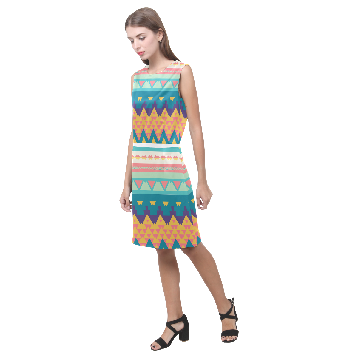 Pastel tribal design Eos Women's Sleeveless Dress (Model D01)