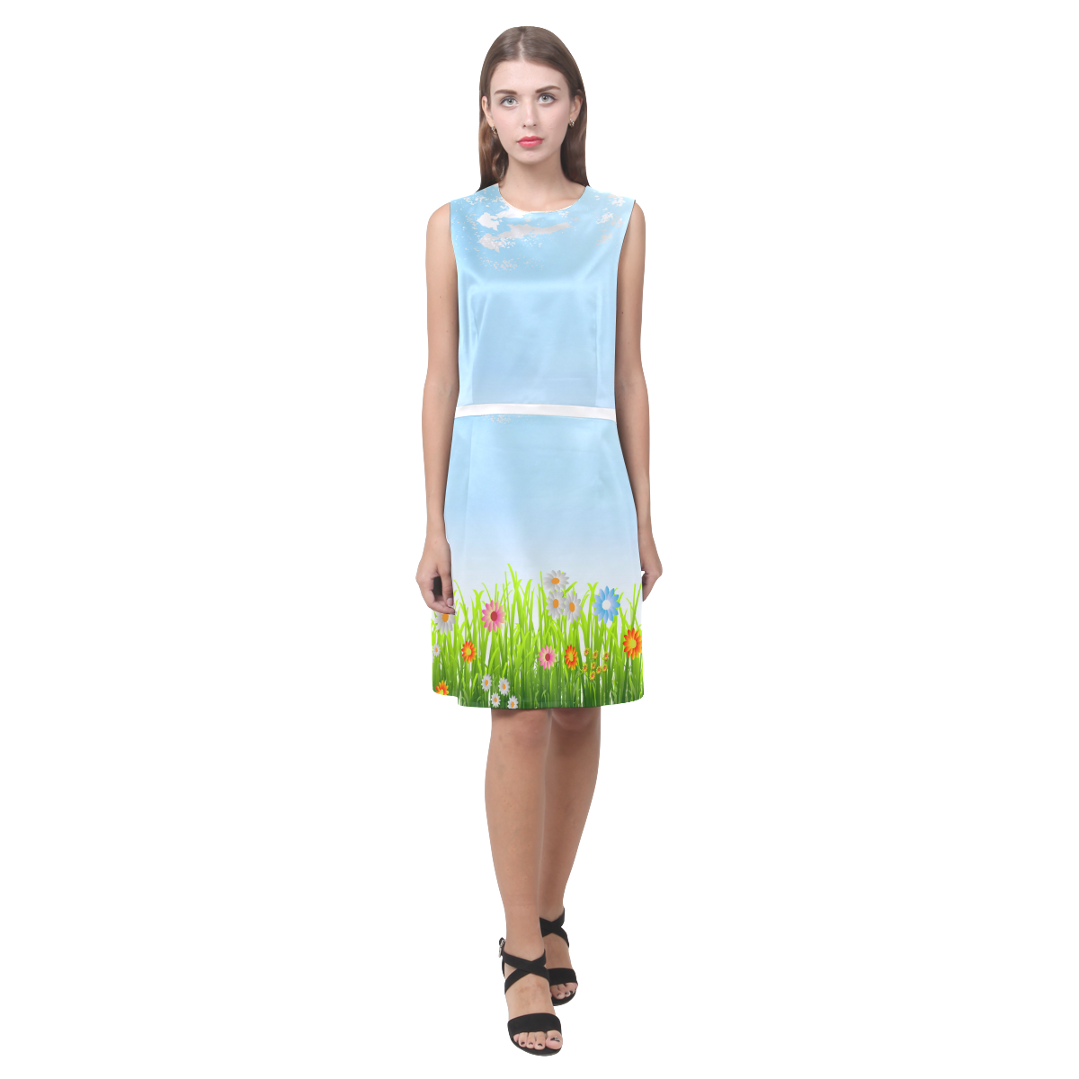 Teach Peace landscape Eos Women's Sleeveless Dress (Model D01)