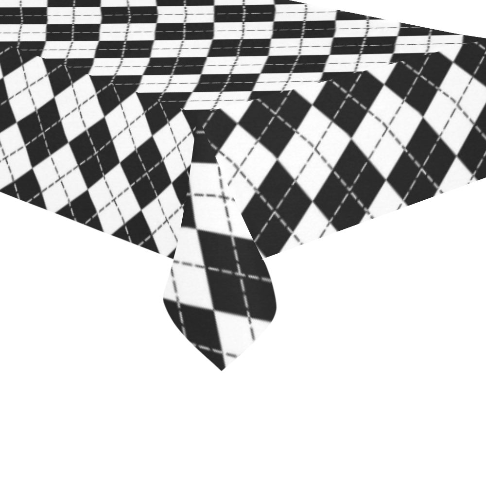 Black and White Argyle Tablecloth Cotton Linen Tablecloth 60"x120"