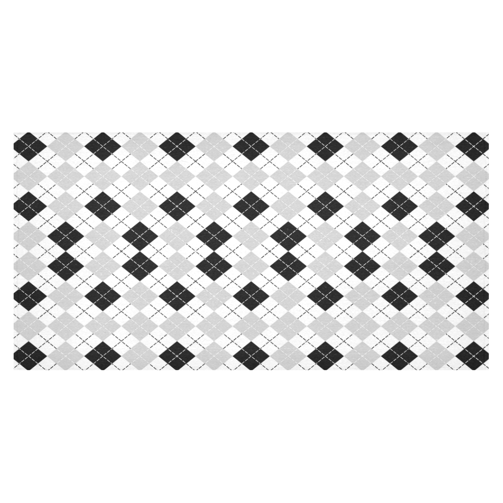 Black White and Grey Argyle Tablecloth Cotton Linen Tablecloth 60"x120"