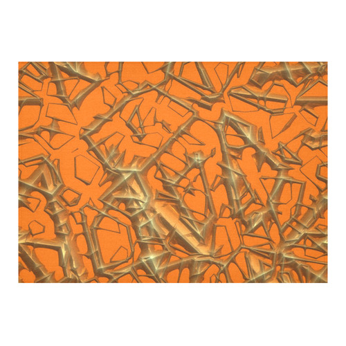 Thorny abstract, orange Cotton Linen Tablecloth 60"x 84"