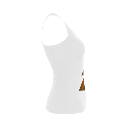 Autumn Gold and Green Triangle Peaks Women's Shoulder-Free Tank Top (Model T35)