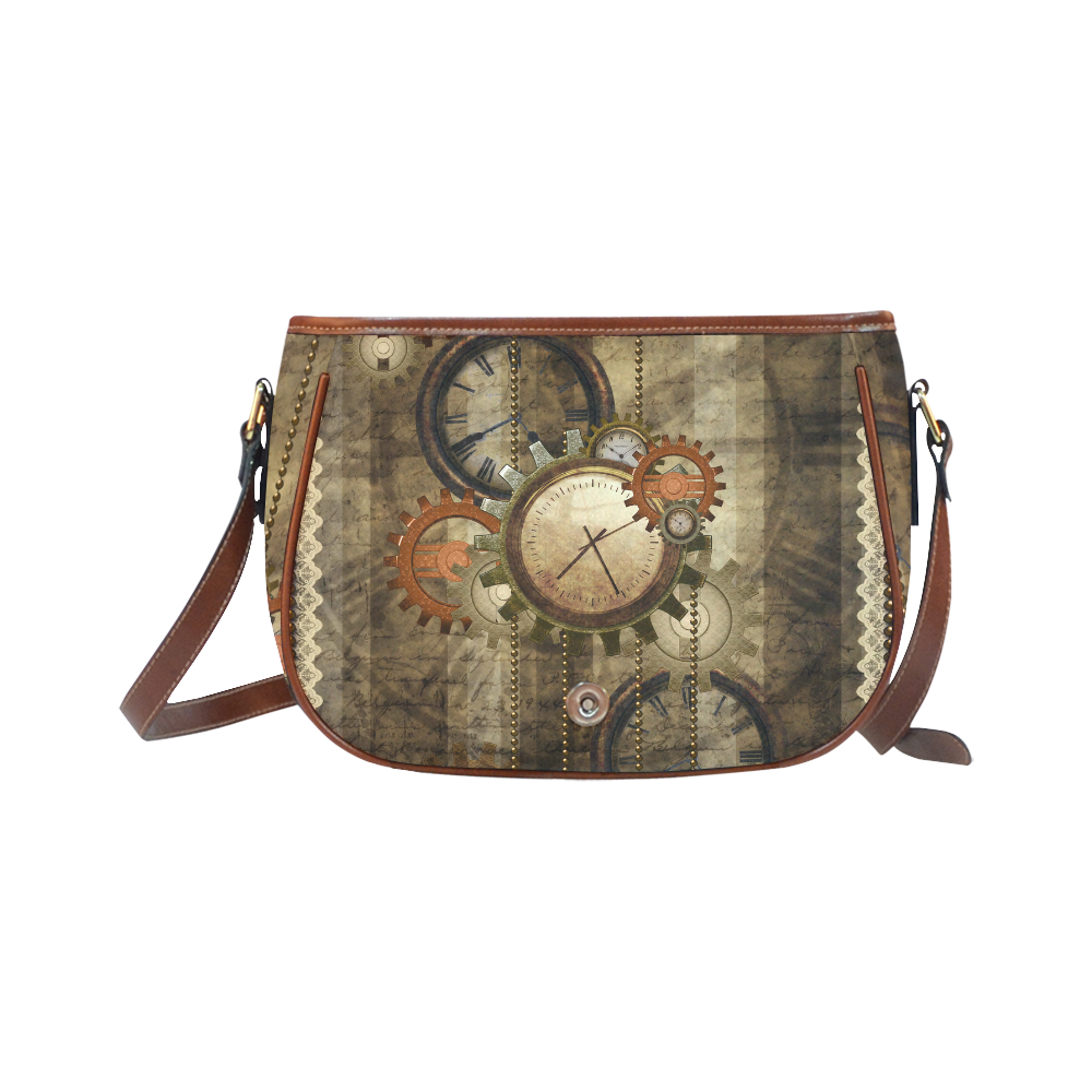 Steampunk, wonderful noble desig, clocks and gears Saddle Bag/Large (Model 1649)