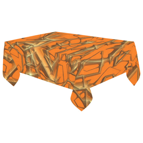 Thorny abstract, orange Cotton Linen Tablecloth 60"x 104"