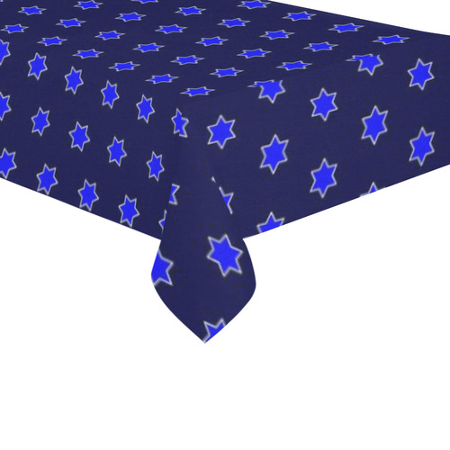 many stars blue Cotton Linen Tablecloth 60"x120"