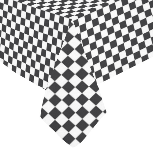 RACING / CHESS SQUARES pattern - black Cotton Linen Tablecloth 60"x 84"