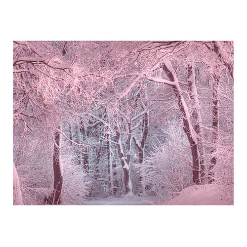 another winter wonderland  pink Cotton Linen Tablecloth 52"x 70"