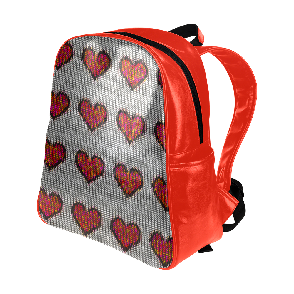 heart pattern Multi-Pockets Backpack (Model 1636)