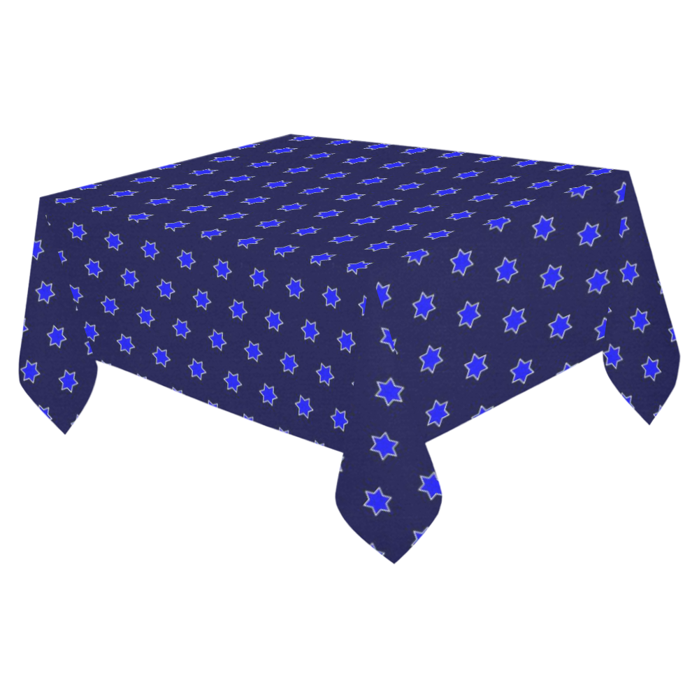 many stars blue Cotton Linen Tablecloth 52"x 70"