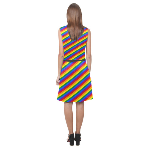 Rainbow Stripes Eos Women's Sleeveless Dress (Model D01)